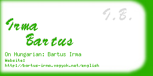 irma bartus business card